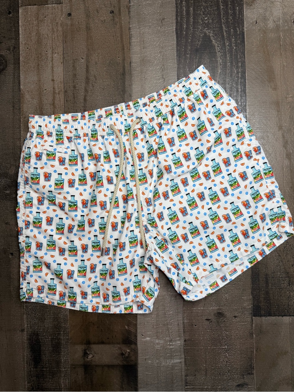 MC2 Saint Barth White Swim Shorts with Multicolor Portofino size Medium